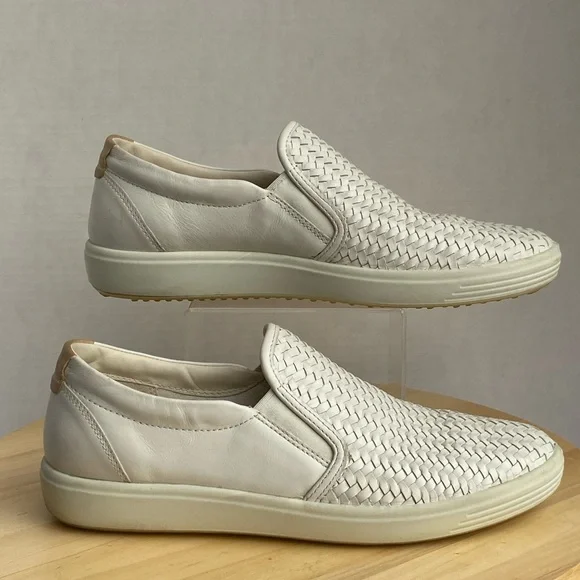 Ecco Women's Cream Woven Slip-On Sneakers - Picture 3 of 12
